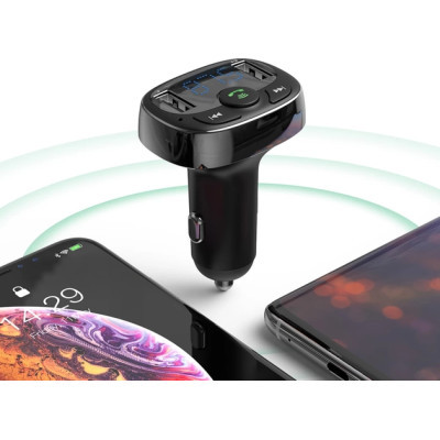 FM модулятор Baseus T Shaped S-09A 2 х USB Type-A, microSD Black (CCMT000001)