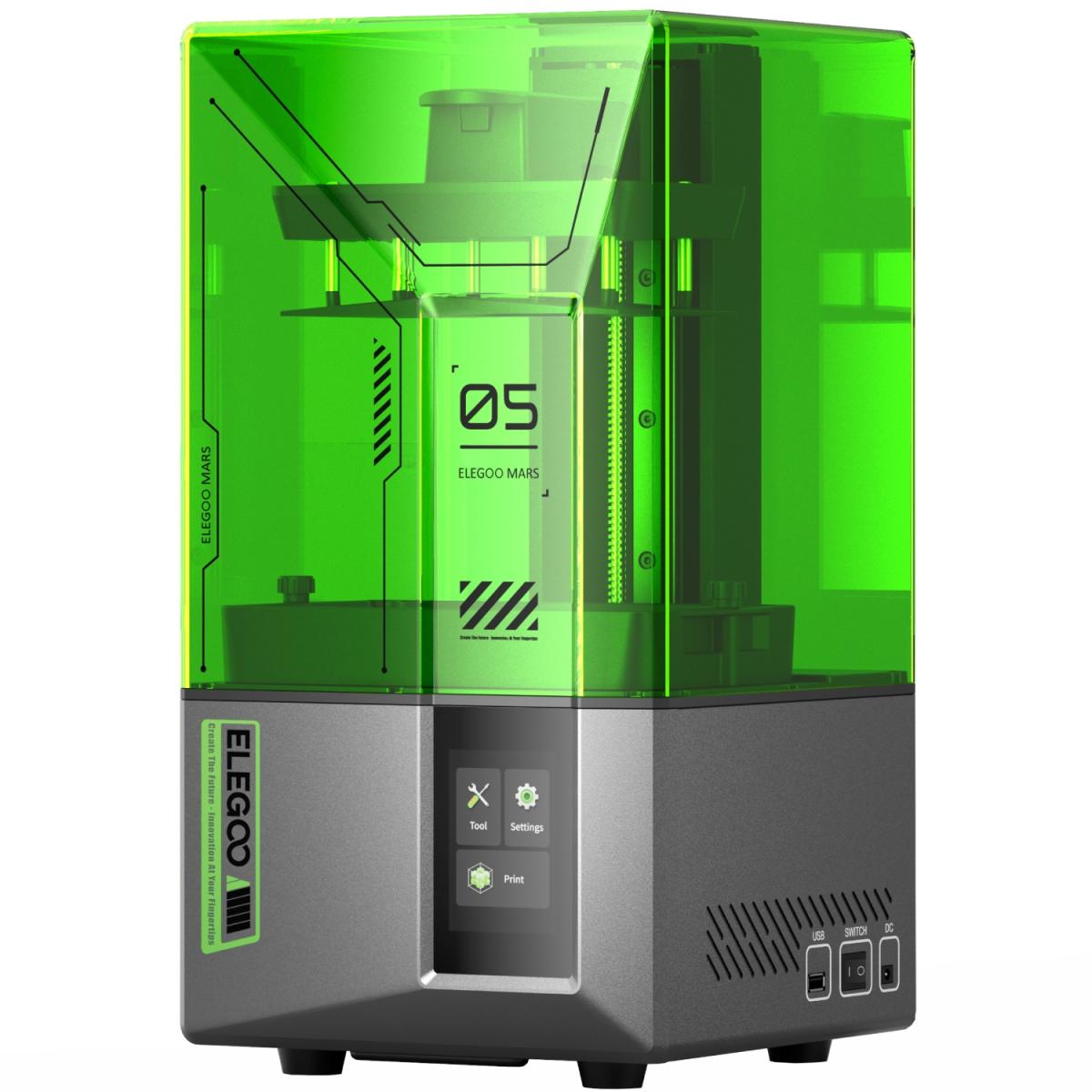 Друкарка 3D ELEGOO Mars 5 4K (LCD ±0.1 mm Chitubox MSLA 143х89х150 mm USB зелений) (50.101.014300)
