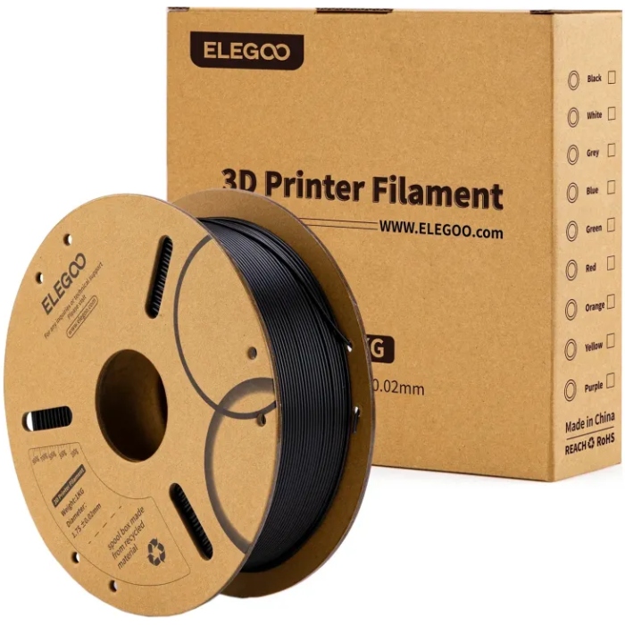 Пластик (Filament) ELEGOO PLA 1кг, 1.75мм, чорний (50.203.0038)