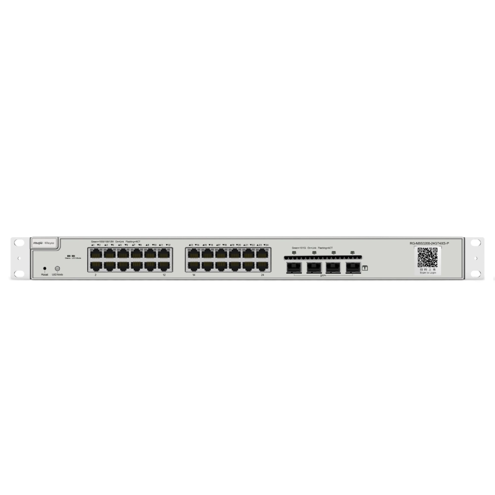 Комутатор 24 порти керований (Ruijie RG-NBS3200-24GT4XS-P L2+ 10G POE)
