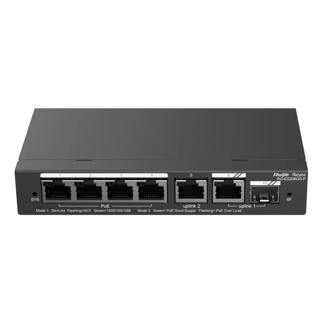 Комутатор 6 портів керований (Ruijie RG-ES206GS-P PoE)