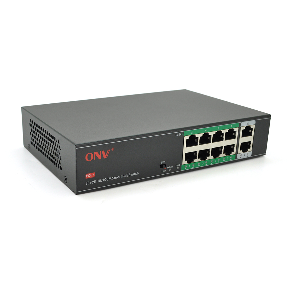 8ми портовий PoE комутатор з автоперезапуском ONV-H1108PSD 8хРоЕ 100 Мбіт + 2хUplink 100 Мбіт до 250м IEEE802.3af/at загальна потужність120 Вт