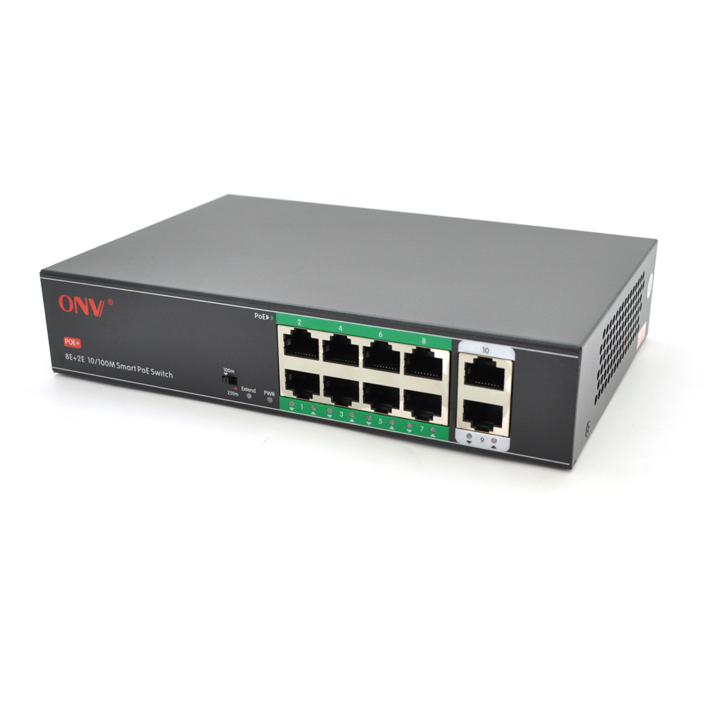 8ми портовий PoE комутатор з автоперезапуском ONV-H1108PSD 8хРоЕ 100 Мбіт + 2хUplink 100 Мбіт до 250м IEEE802.3af/at загальна потужність120 Вт