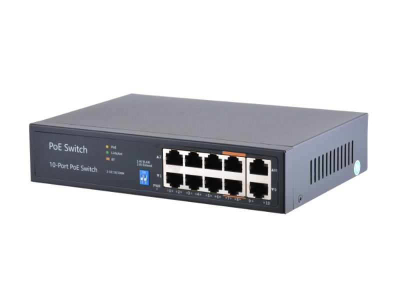 POE Watchdog комутатор FoxGate S6008P-E2-AI-BT (96W) [FE: 8 x POE + 2 x RJ-45]