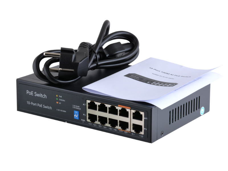 POE Watchdog комутатор FoxGate S6008P-E2-AI-BT (96W) [FE: 8 x POE + 2 x RJ-45]
