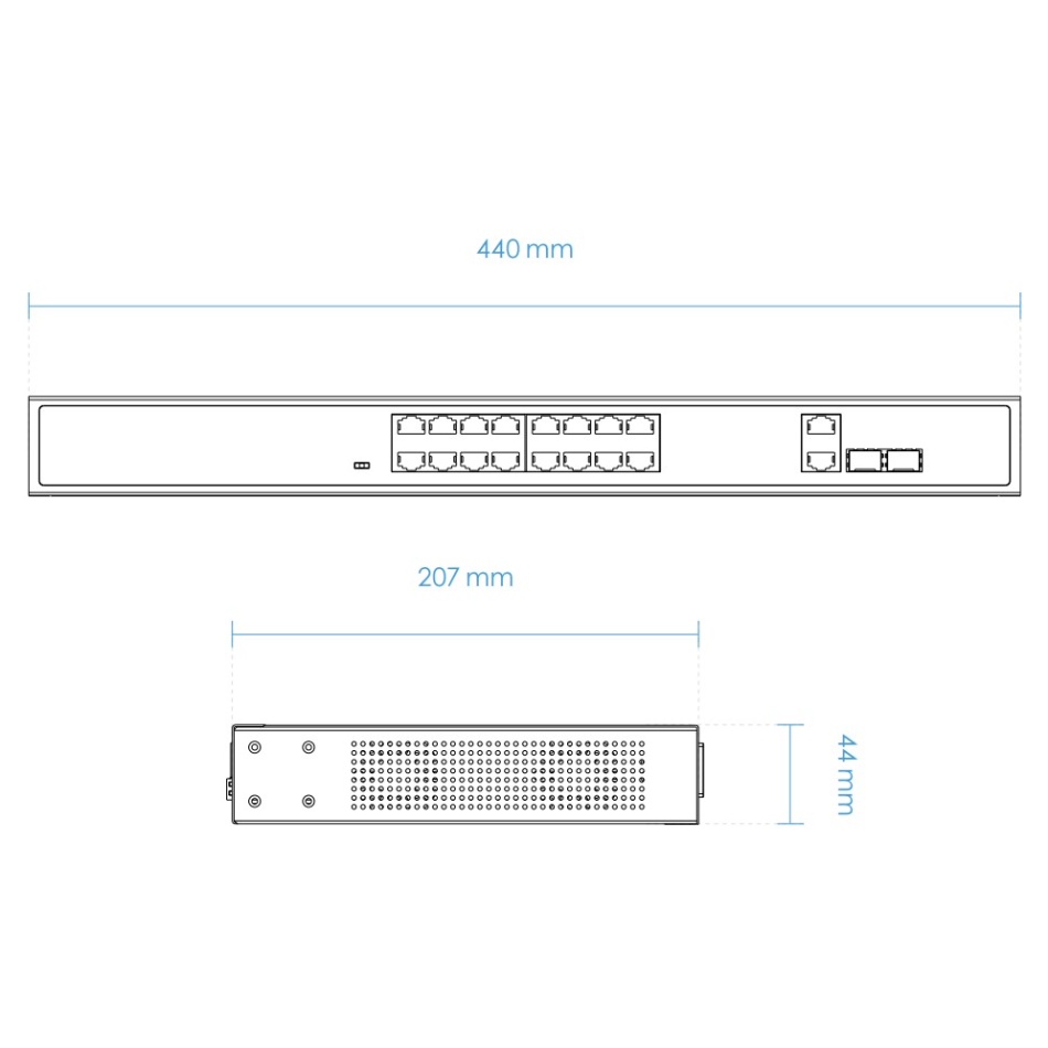 Комутатор VIVOTEK AW-FGT-180D-250, Unmanaged 16xFE PoE + 2xGE Combo Switch (AW-FGT-180D-250)