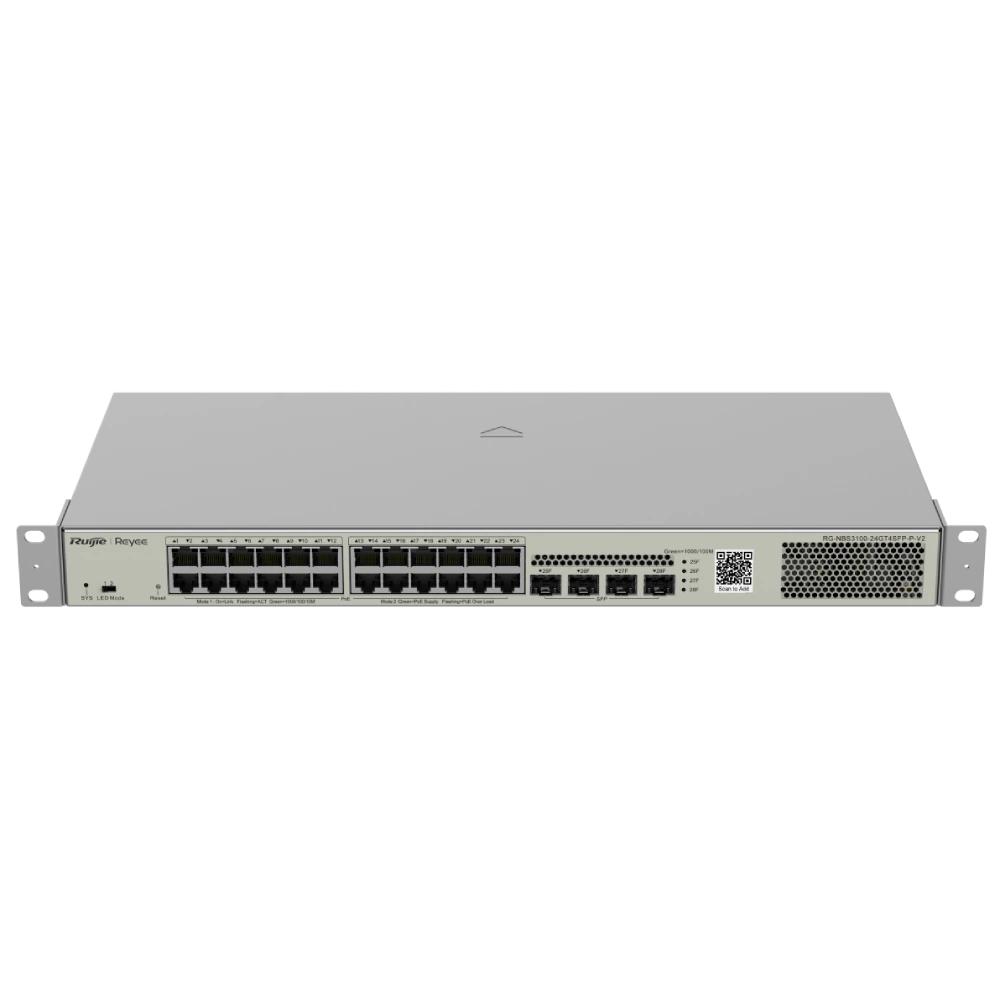Комутатор 24 порти керований (Ruijie RG-NBS3100-24GT4SFP-P-V2 L2 POE) (1807589)