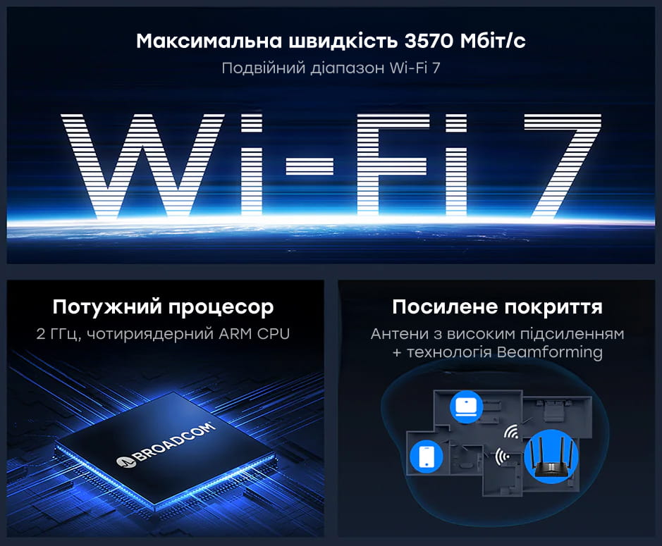 WiFi 7 Mesh-маршрутизатор Cudy WR3600H 2.5G дводіапазонний BE3600