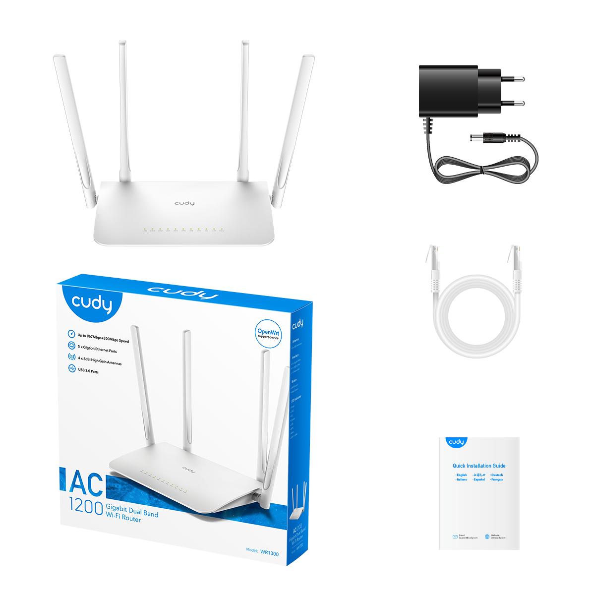 WiFi 5 Mesh-маршрутизатор Cudy WR1300 дводіапазонний гігабітний AC1200