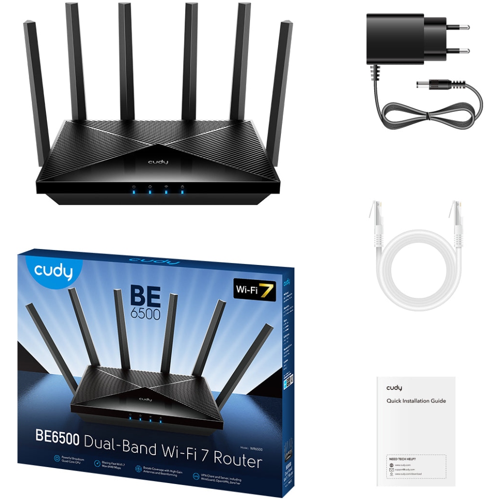 Маршрутизатор Cudy WR6500, BE6500 Gigabit Wi-Fi 7 Router (WR6500)