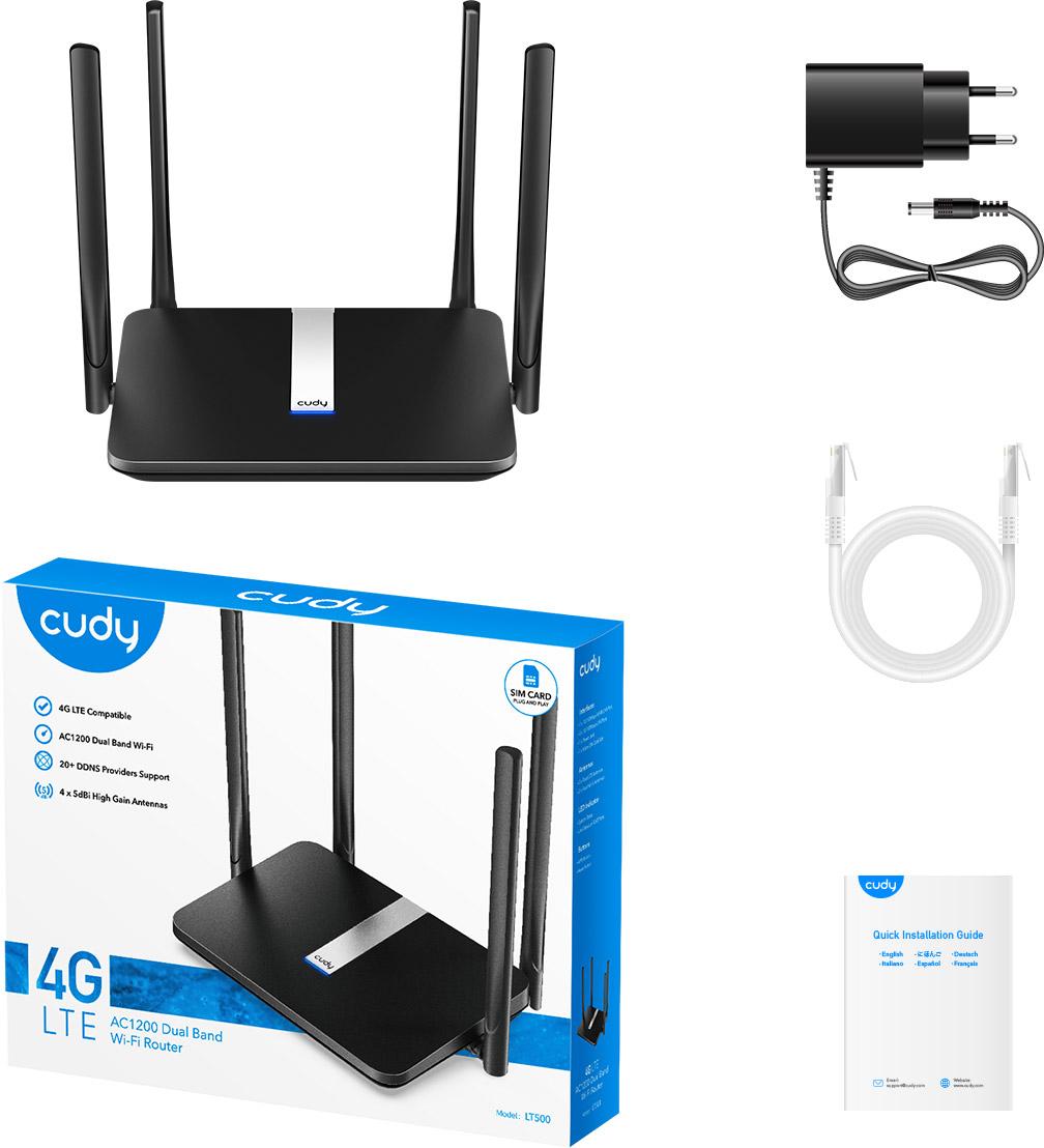 Маршрутизатор Cudy LT500, AC1200 Wi-Fi Mesh 4G LTE Cat4 Router (LT500)