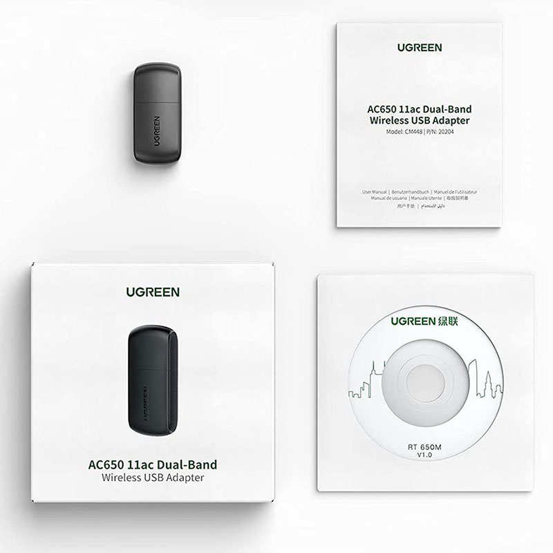 Адаптер WiFi AC650 11ac Dual-Band USB 2.0 (CM448) Ugreen (20204)