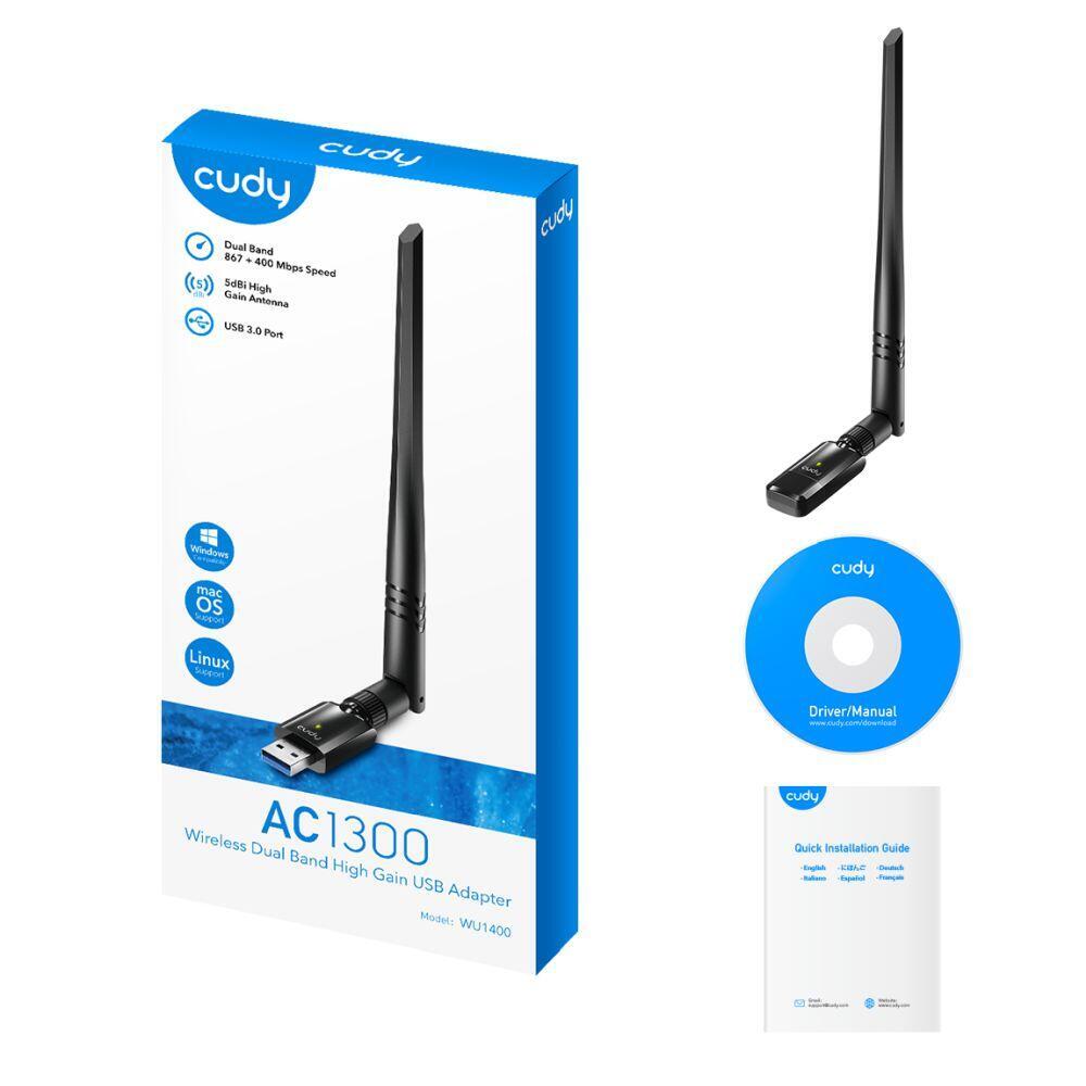 Адаптер WiFi 5 Cudy WU1400 дводіапазонний з USB 3.0 (1712475)