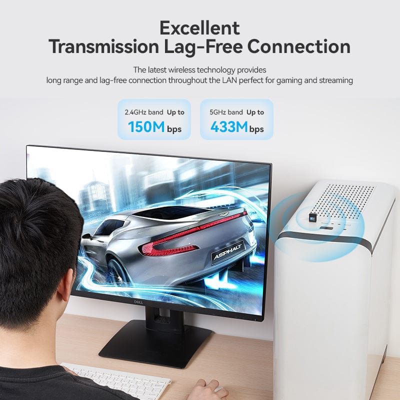 Адаптер WiFi Vention 2.4GHz/5GHz 150/433 Мбіт/с, USB (KDSB0)