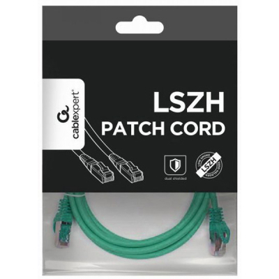 Патч-корд 0.25м S/FTP Cat 6A CU LSZH green Cablexpert (PP6A-LSZHCU-G-0.25M)