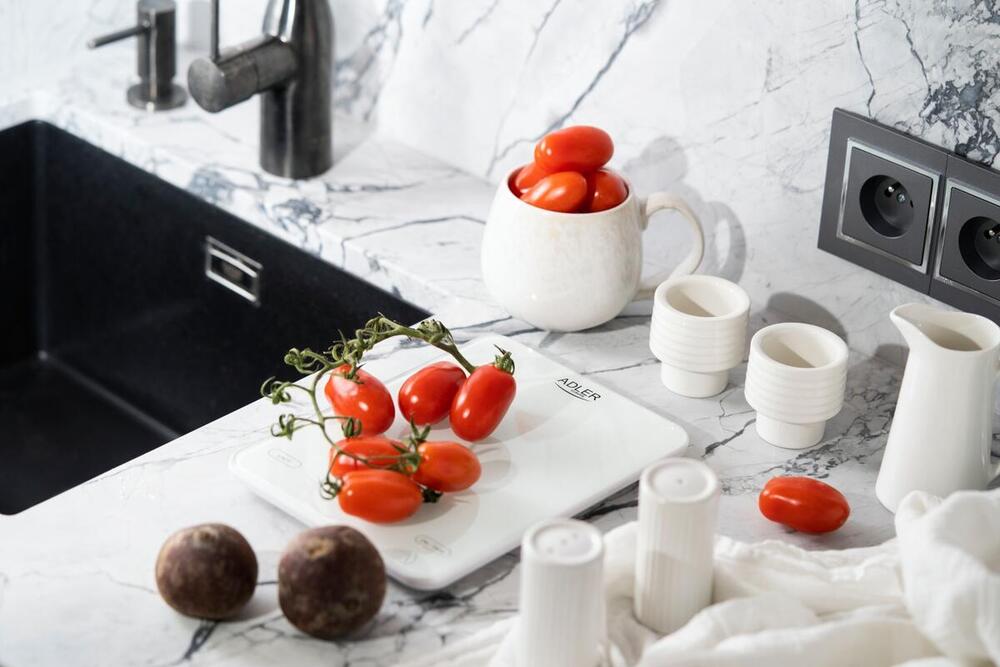 Ваги кухонні Adler AD 3177 white електронні/ 10кг/ г; мл, унція/ USB type C/ автовимкнення/ скло (AD3177W)