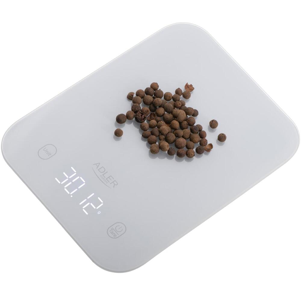 Ваги кухонні Adler AD 3181 grey електронні/ 10кг/ г; кг, фунт/ 2хААА/ автовимкнення/ скло (AD3181G)