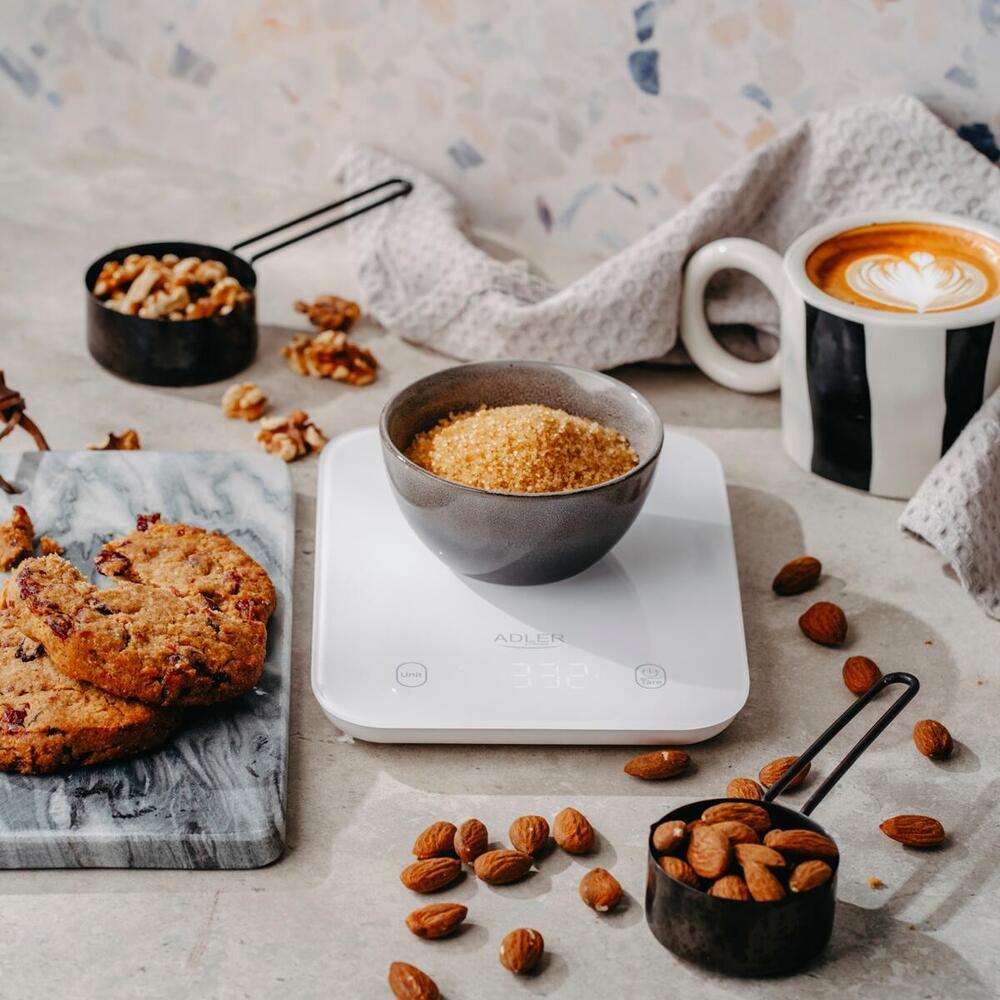 Ваги кухонні Adler AD 3181 white електронні/ 10кг/ г; кг, фунт/ 2хААА/ автовимкнення/ скло (AD3181W)