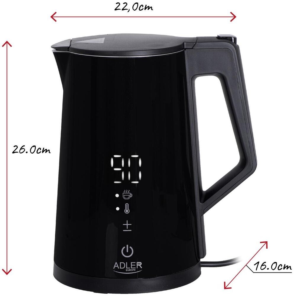 Електрочайник Adler AD 1345 black 1850-2200Вт/ 1.7л/ STRIX/ встановлення температури/ (AD1345B)