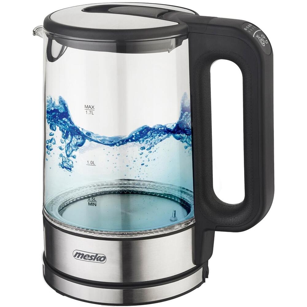 Електрочайник Mesko MS 1301 black 1850-2200Вт/ 1.7л/ скло/ встановлення температури (MS1301B)
