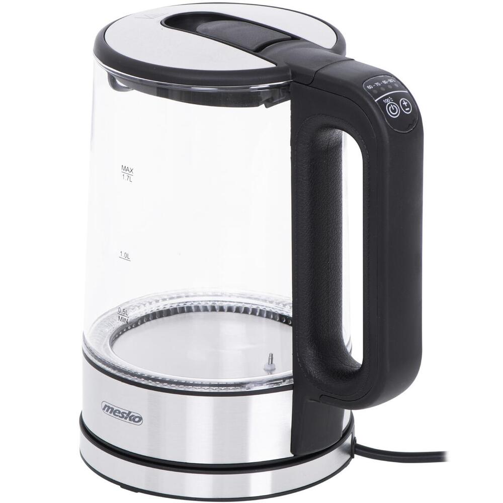 Електрочайник Mesko MS 1301 black 1850-2200Вт/ 1.7л/ скло/ встановлення температури (MS1301B)