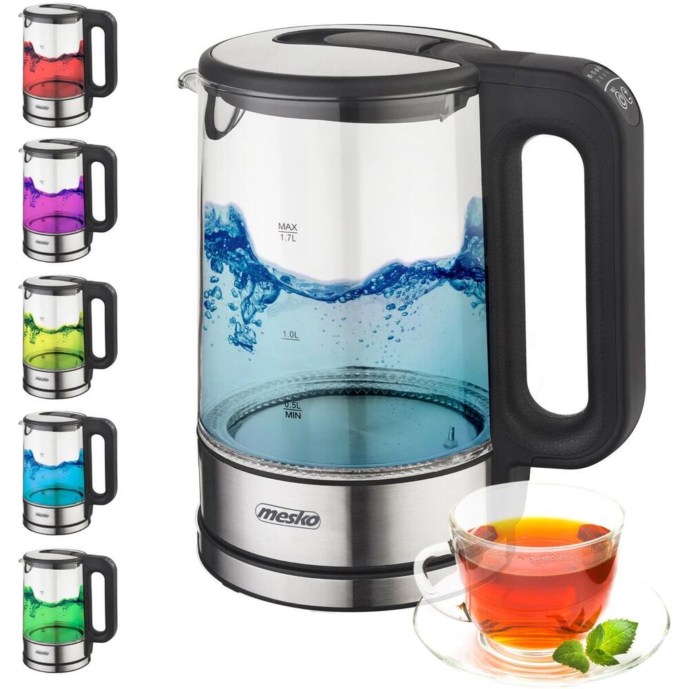 Електрочайник Mesko MS 1301 black 1850-2200Вт/ 1.7л/ скло/ встановлення температури (MS1301B)