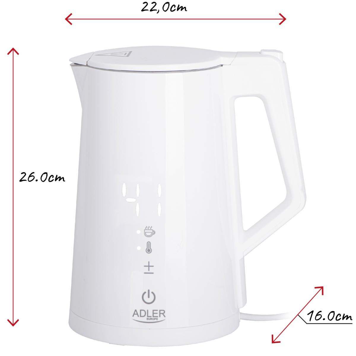 Електрочайник Adler AD 1345 white 1850-2200Вт/ 1.7л/ STRIX/ встановлення температури/ (AD1345W)