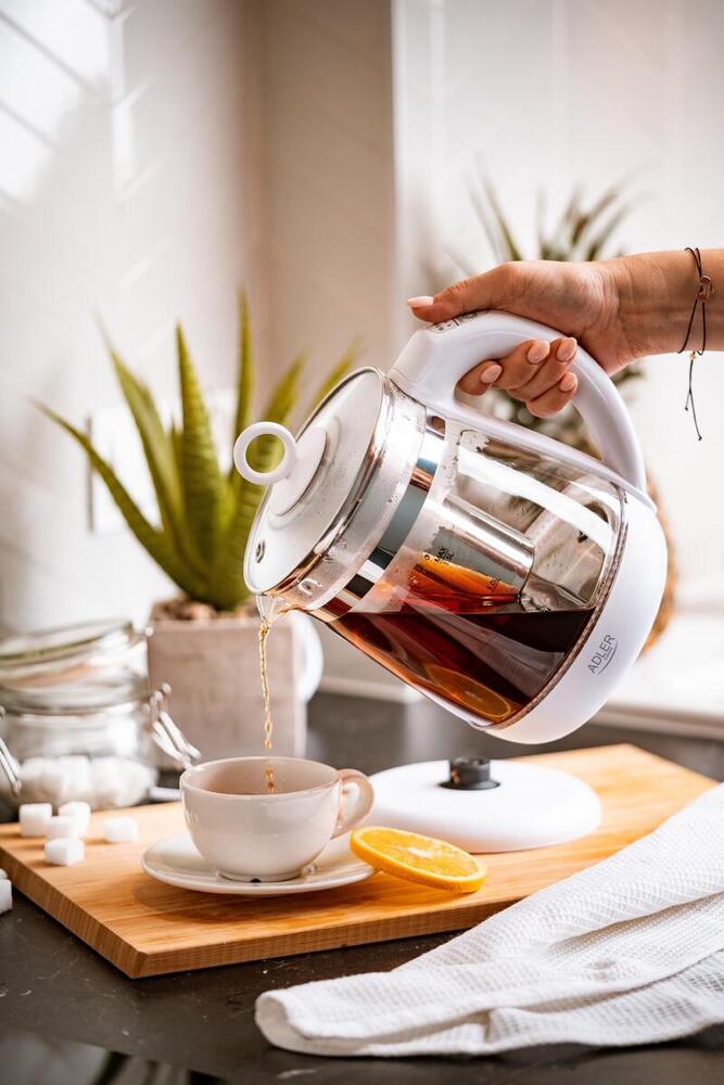 Електрочайник Adler AD 1299 1850-2200Вт/ 1.5л/ скло/ заварник/ встановлення температури/ білий (AD1299)