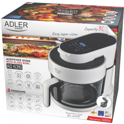 Мультипіч Adler AD 6316 1400Вт/чаша 3л/програм:8/сенсорне керування/таймер/біла (AD6316)