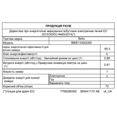 Духова шафа Beko BBIE133002XD