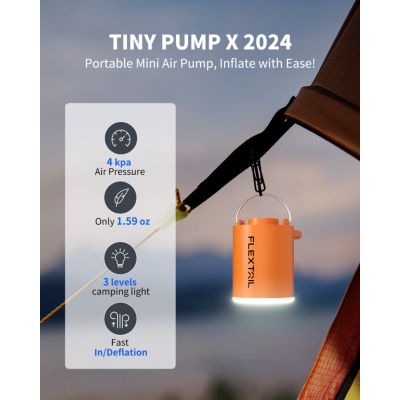 Насос для надувних меблів Flextail Tiny Pump Х з функцією ліхтаря, помаранчевий (6975755964379)