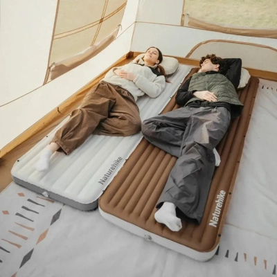 Матрац надувний Naturehike CNK2450WS035, 198х68х9.5 см, коричневий із вбудованою помпою (69275957969