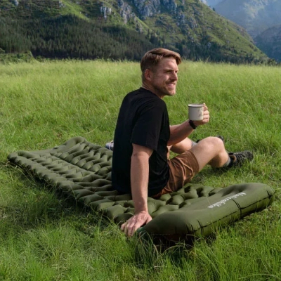 Матрац надувний Naturehike CNK2550WS019, 200х60х6.5 см, зелений із вбудованою помпою (6977465869654)