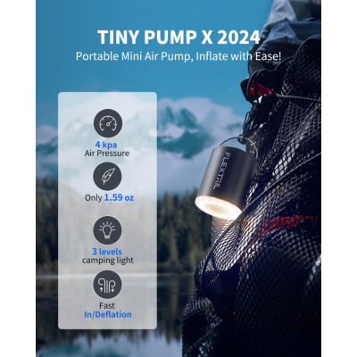 Насос для надувних меблів Flextail Tiny Pump Х з функцією ліхтаря, чорний (6975755964355)