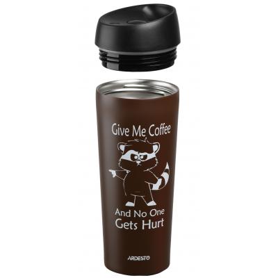 Термокружка Ardesto Coffee Time Raccoon 450 мл Brown (AR2645DML)