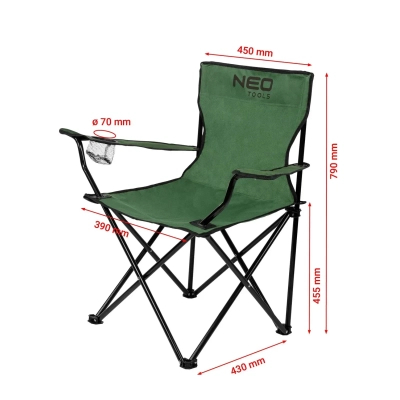 Стілець складаний Neo Tools 79 x 39 x 43 см, до 120 кг, чохол (63-157)