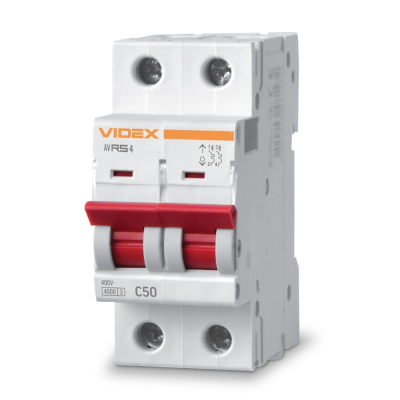 Автоматичний вимикач Videx RS4 RESIST 2п 50А С 4,5кА (VF-RS4-AV2C50)