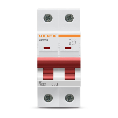 Автоматичний вимикач Videx RS4 RESIST 2п 50А С 4,5кА (VF-RS4-AV2C50)