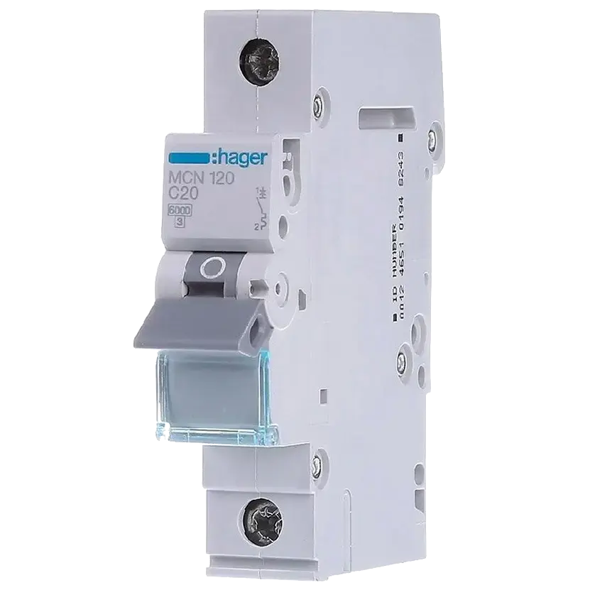 Автоматичний вимикач 1P 6kA C-20A 1M (Hager MCN120) (1618029)