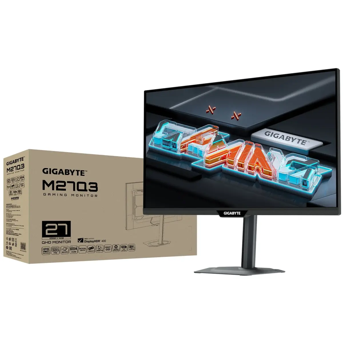 Ігровий монiтор 27" SS IPS 300Hz/OC320Hz 2560 x 14 40(QHD) 1ms GTG 2 x HDMI 2.1, 1 x DP 1.4, 1 x USB  M27Q3 Gaming Monitor GIGABYTE (M27Q3 Gaming Monitor)