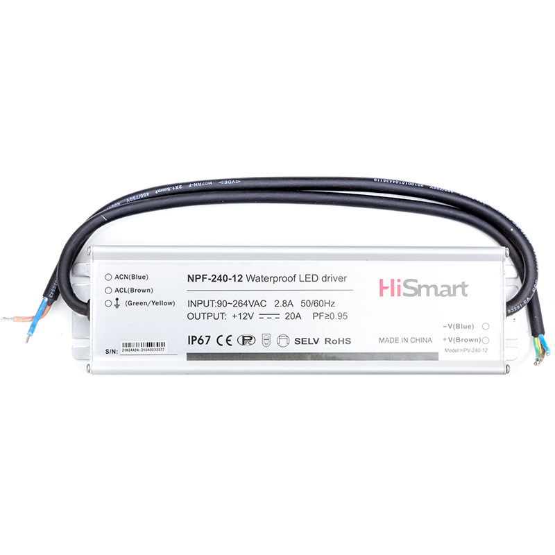 Блок живлення HiSmart 12V, 20A, 240W, PFC, IP67 (1405972)