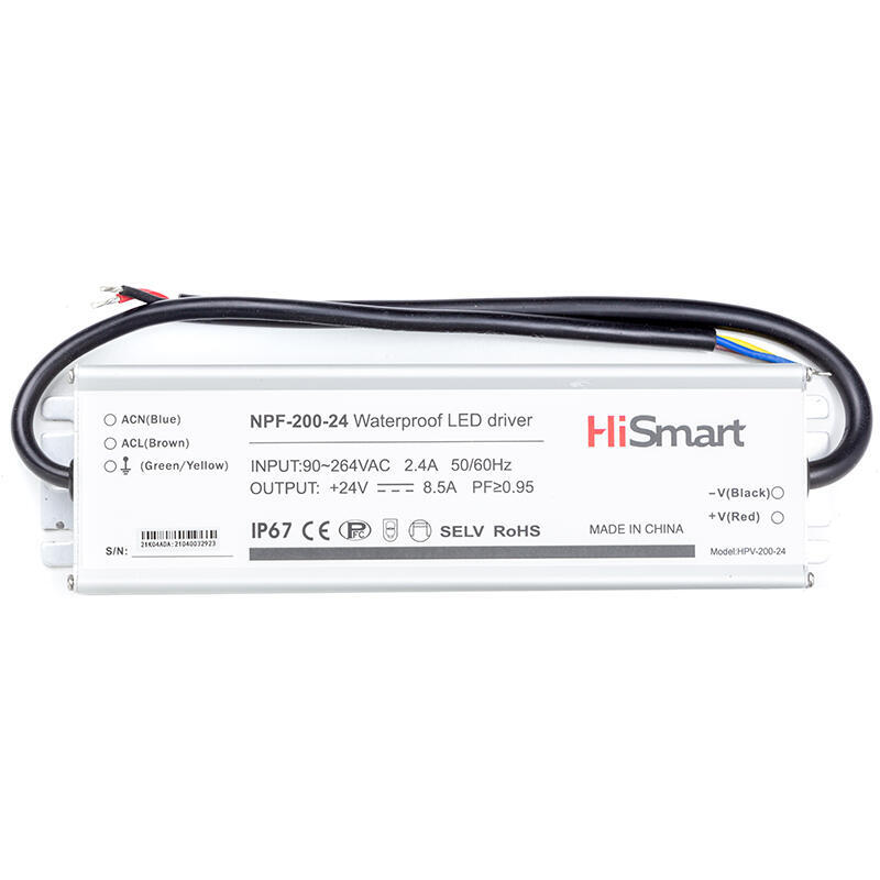 Блок живлення HiSmart 24V, 8.5A, 200W, PFC, IP67 (1405975)