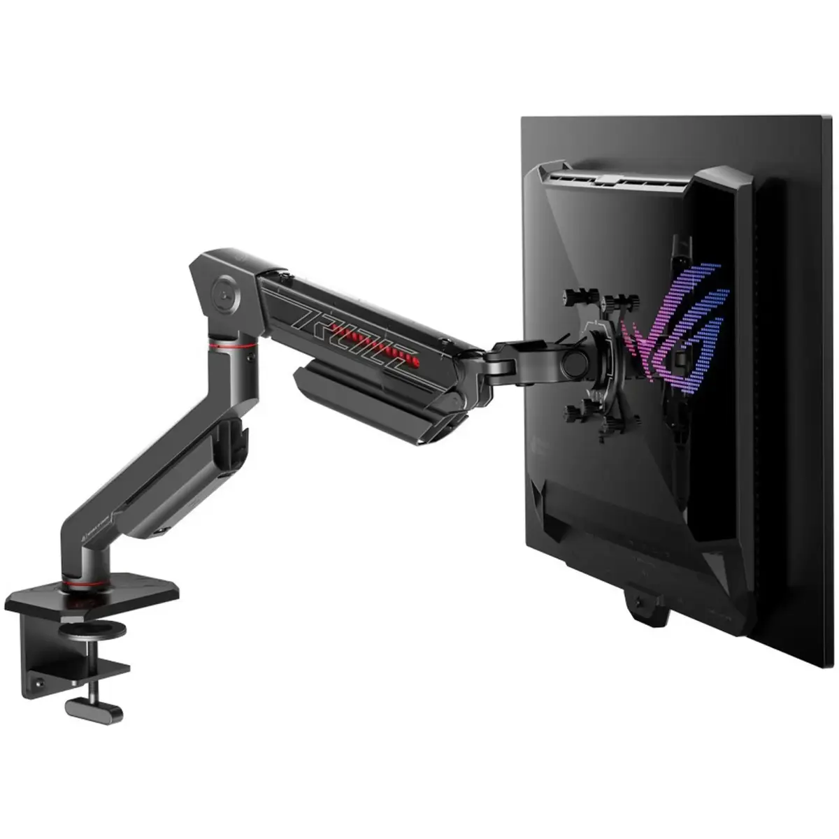 Кріплення для монітора (кронштейн) ASUS ROG Ergo Monitor Arm AAS01R (90LA00Q0-B01D71) VESA 100, 3–13,5кг, Lift 32cm, Tilt +80°~-25°, Swivel +90°~-90°,
