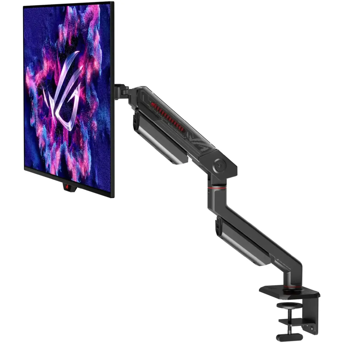 Кріплення для монітора (кронштейн) ASUS ROG Ergo Monitor Arm AAS01R (90LA00Q0-B01D71) VESA 100, 3–13,5кг, Lift 32cm, Tilt +80°~-25°, Swivel +90°~-90°,