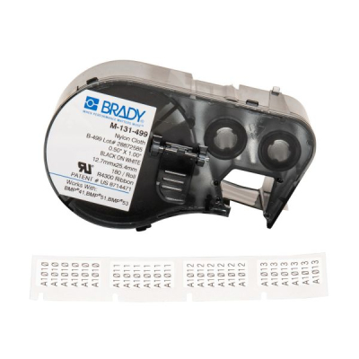 Стрічка для принтера етикеток Brady M-131-499, вирубні, 25.40?12.70 mm, 180 шт, black on white, нейл