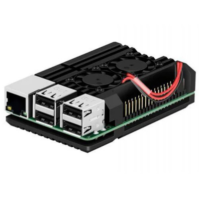 Додаткове обладнання для Мікро ПК Raspberry Pi радіатор для 4B алюмінієвий з 2 кулерами (RA503)