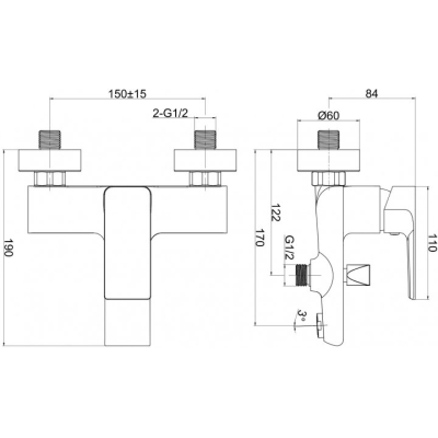 Змішувач Cersanit SUARO для ванни та душу (S951-240)