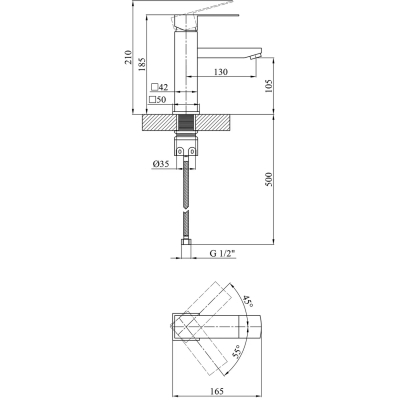 Душовий гарнітур Kroner Edelstahl Kubus-SCH082 + змішувач Edelstahl Kubus-SCH010 + змішувач Edelstah