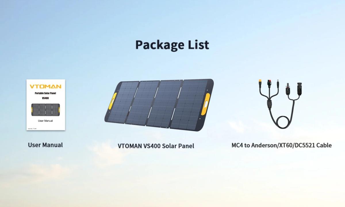 Сонячна панель Vtoman 400W 40V IP67 MC-4/Anderson/XT60/DC5521 (VS400)