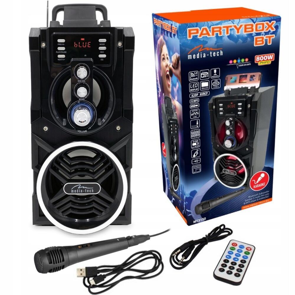 Акустична система 1.0 Media-Tech 18W, Bluetooth/FM/AUX/SD/USB/КАРАОКЕ чорна (MT3150)